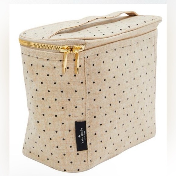 Kate Spade Insulated “Out to Lunch” khaki polka dot tote lunch bag cooler - Picture 1 of 13
